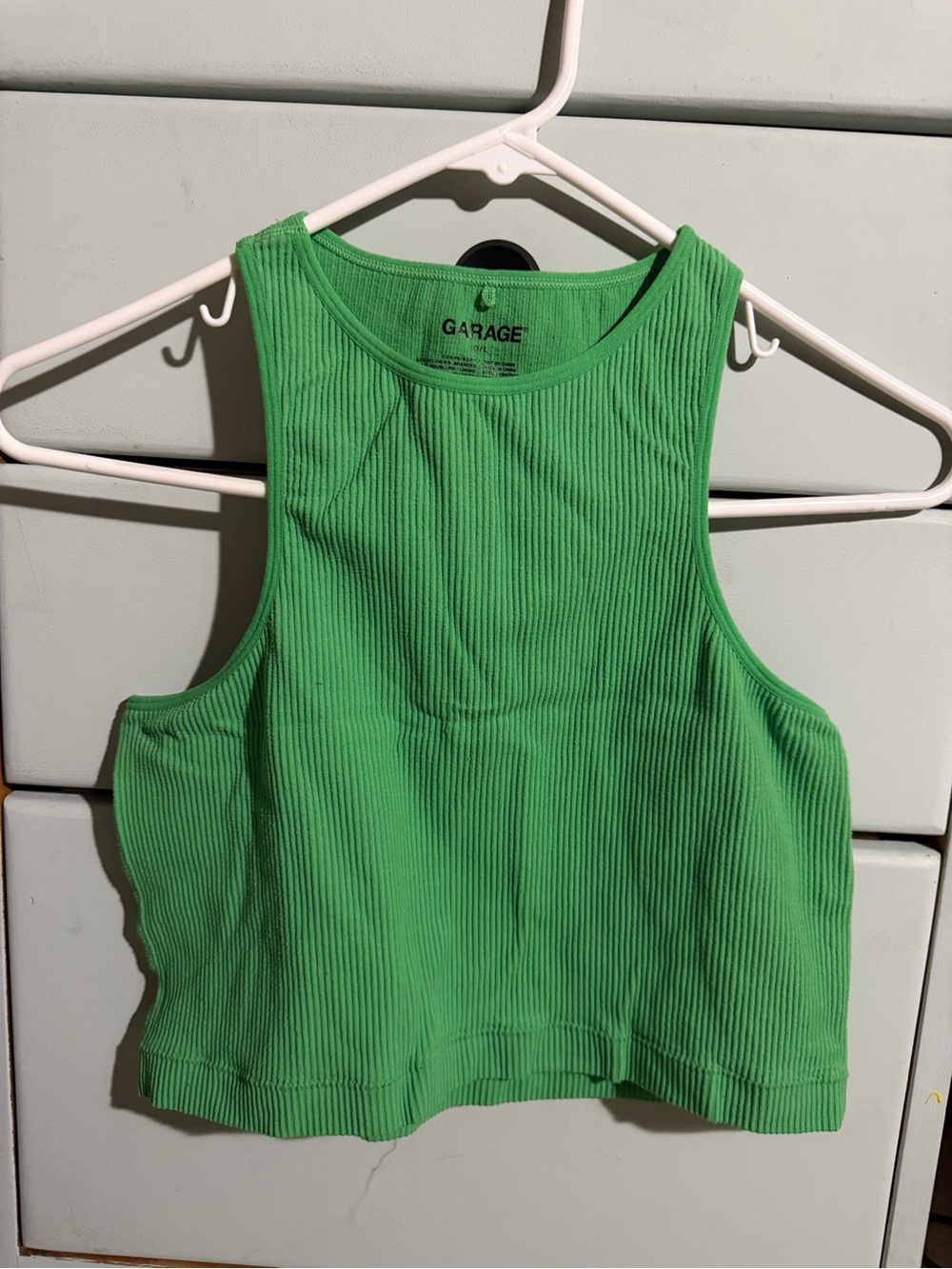 Garage Bright Green Ribbed Crop Tank